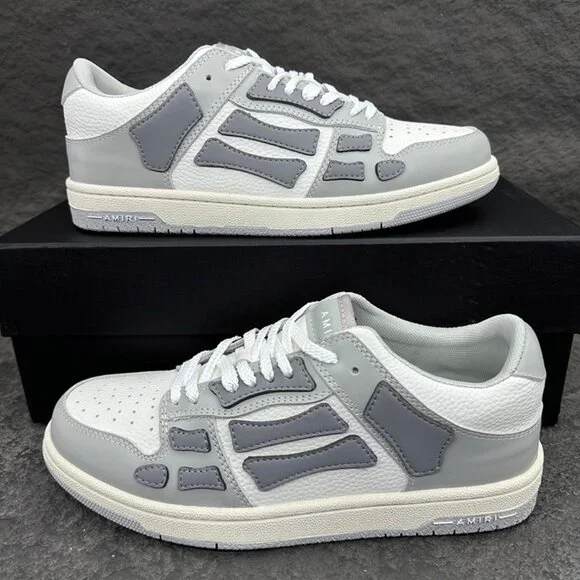Amiri White And Grey Colorblock Low-Top Leather Sneakers